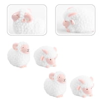 WHAMVOX  4 Pcs Miniature Sheep Figurines Home Ornament Toddler White