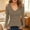 Khaki, variant on WRFWUL Womens Cold Shoulder Criss Cross V Neck Long Sleeve Tops Slim Fit Ribbed Knit Dressy Casual Fall Basic Shirts