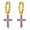 Purple, variant on Gold Dangle Hoop for Women, 925 Sterling Silver Cross Earrings, Hypoallergenic Urban Street-wear Hinged Hanging Earring
