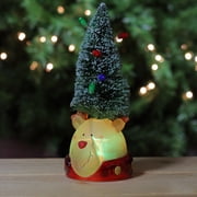 Roman 9.5 LED Lighted Green Tree with Smiling Bear Head Figure