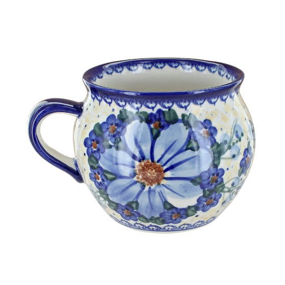 Blue Rose Polish Pottery Daisy Surprise Bubble Soup Mug