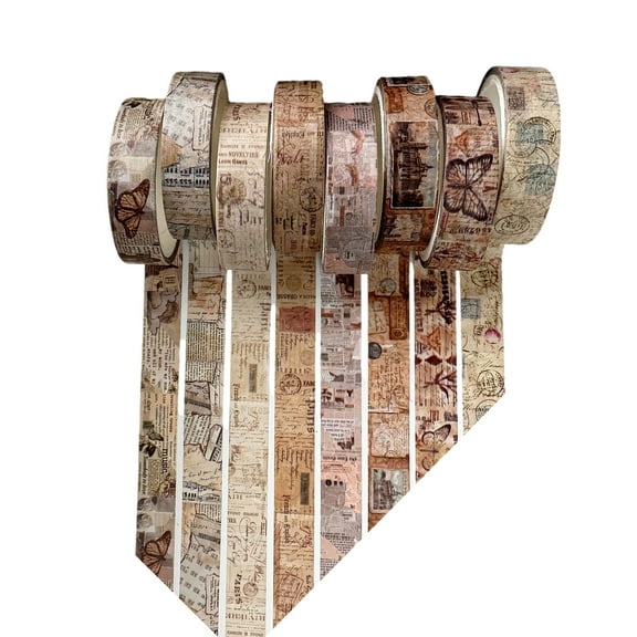 COOLHOOD 8Rolls Scrapbooking Background Decorative Tape Aesthetic Masking Tape for Scrapbooking Journal Photo Album and Wrapping