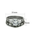 thumbnail image 2 of 2.50 Ct Round Cubic Zirconia Stainless Steel Engagement Wedding Ring Set Size 5, 2 of 6