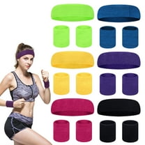 SPOKKI 18pcs Sweat Bands Set, Colorful Elastic Wristbands and Headbands for Sports, Gyms, Running, Playing Ball, 80s Neon Sweatbands