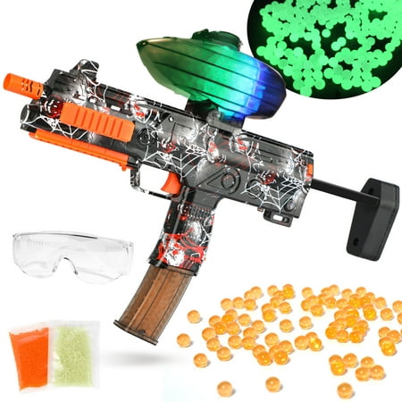 Electric Splatter Gel Ball Blaster Toys with 10000pcs Splatter Ball & 1000 Glow Water Beads, Shooting Games Automatic Gel Blaster for Outdoor, Rechargeable Battery Powered for 14+ (Black)