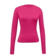thumbnail image 4 of TTUHYWXI Women's Long Sleeve Shirts Spring 2026 Casual Basic Going Out Crop Tops Slim Fit Tight Y2K Clothes (Hot Pink, M), 4 of 4