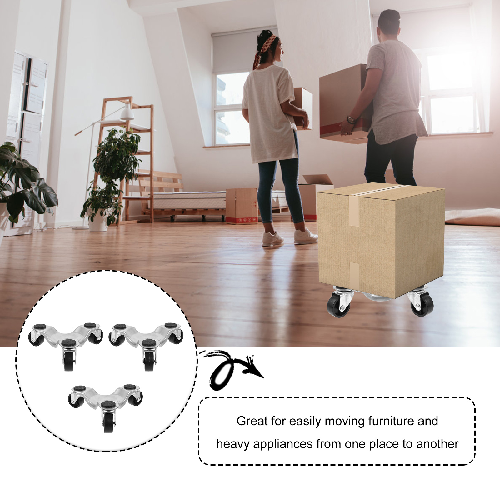 HORIALENCE 3Pcs Triangle Furniture Movers Silver Carbon Steel Heavy Appliances Transport 6.29X6.29X2.16In