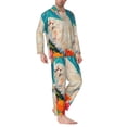 thumbnail image 2 of Picia Playful Floral Cat Pattern Men’s Long-Sleeve Sleepwear Set - Soft 2-Piece Loungewear with Pockets, Comfy PJs for Relaxing Nights-Small, 2 of 7
