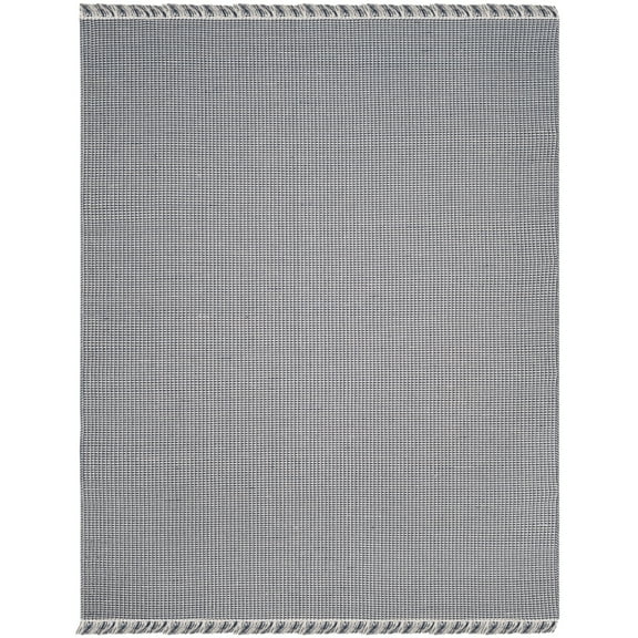 SAFAVIEH Montauk Patton Geometric Cotton Area Rug, Ivory/Navy, 9' x 12'