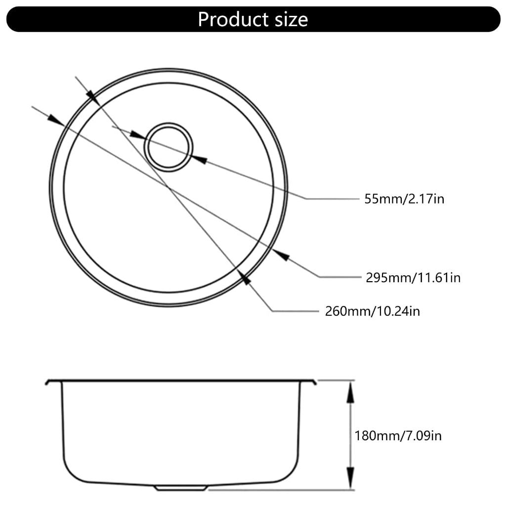 Stainless Steels Round Kitchen Sinks Bathroom Hand Wash Basin Sink Single Bowl Dish Washing Sink Dishwashing Pool