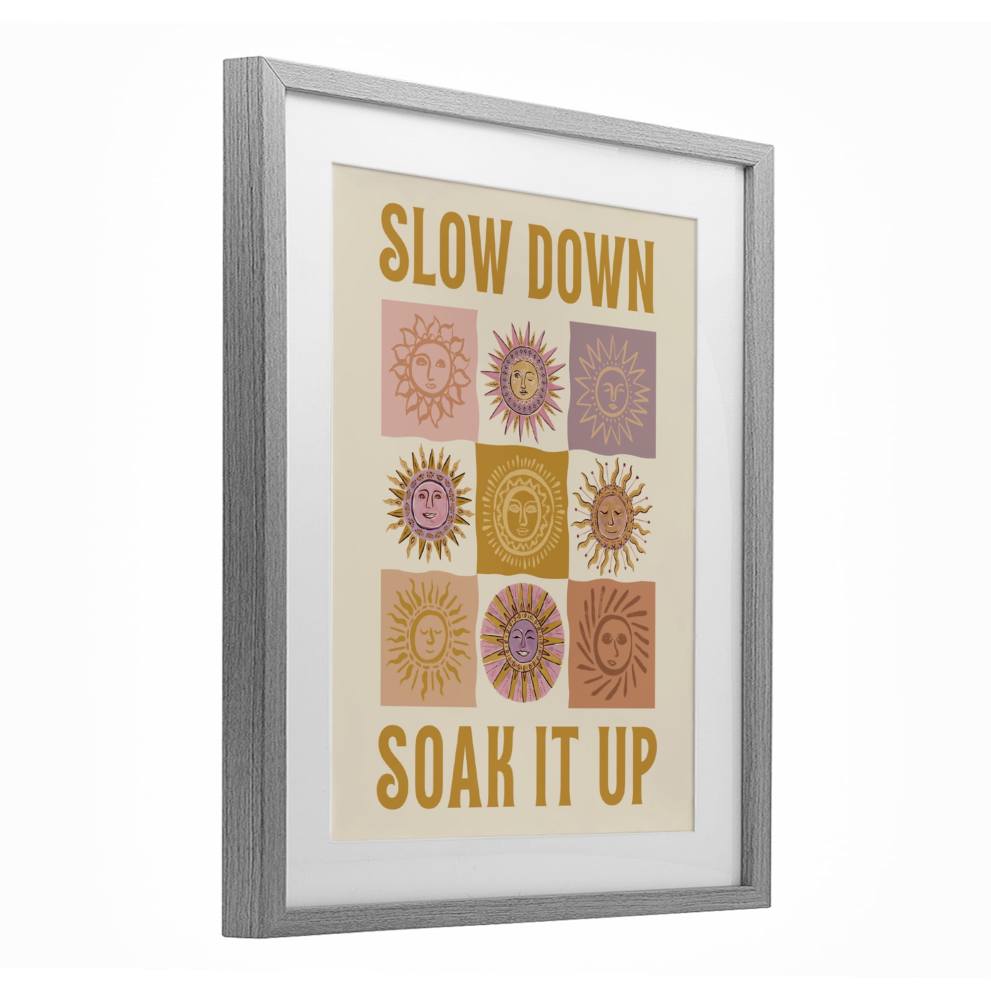Stupell Industries Slow Down Soak It Up Gray Framed Print Under Glass, design by Two If By Sea Studios
