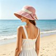 thumbnail image 2 of Women Bow‑Knot Bucket Sun Hat Split‑Back Design Wide Brim UV Protection Fisherman Cap Casual Travel Beach Outdoor Spring Summer Sun‑Shade Head‑Accessory, 2 of 4