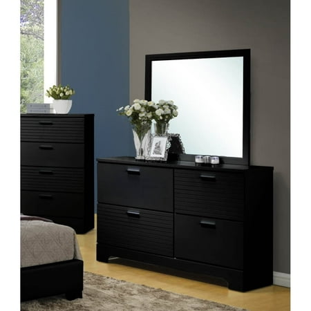 Lyke Home Moda Black Dresser And Mirror Set Walmart Com