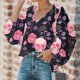 thumbnail image 4 of Mujer Otoño Invierno Casual Sexy Moda Camisa Halloween Impreso Manga Larga Puff Cuello V Jersey Top Fridja fjkfkj7669, 4 of 6