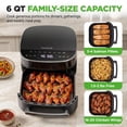 thumbnail image 4 of NutriChef 6 Quart Extra Large Air Fryer – 11-in-1 Cooking Presets, Dual Heat Source Technology, Fits 12" Pizza, 450°F Adjustable Temperature & Timer (Grey), 4 of 8