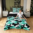 thumbnail image 3 of Manfei Farmhouse Camouflage Twin Comforter Sets, Contemporary Art Camo Bedding Set, Aqua Marine, Black Reversible, 2-Piece, 1 Comforter and 1 Pillowcase, 3 of 7