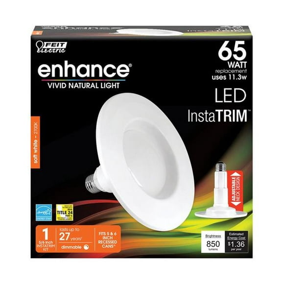 Feit Electric 3894755 Améliorer InstaTrim 11.3W PAR30 LED Ampoule&44; 850 Lumens - Blanc Doux