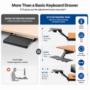Uncaged Ergonomics KT2 Adjustable Under-Desk Keyboard Tray with Mouse Pad for Standing Desks, Black