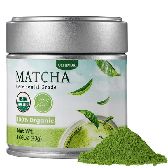 ULTHMOK First Harvest Ceremonial Grade Matcha Green Tea Powder, 1.06 Oz/30g, 100% Organic & No Additives & Gluten-Free Vegan.