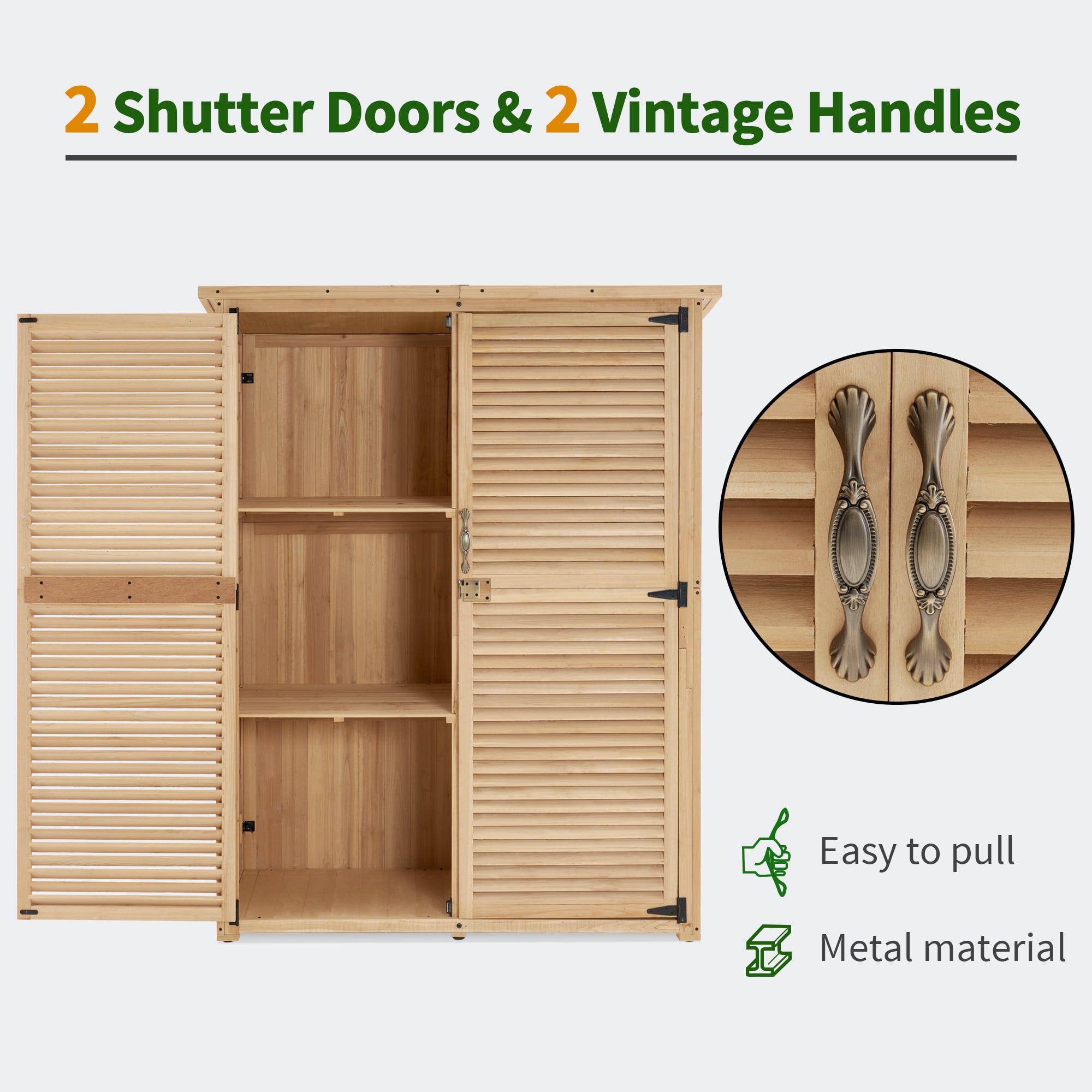 MCombo Outdoor Wood Storage Cabinet, Garden Tool Shed 1900