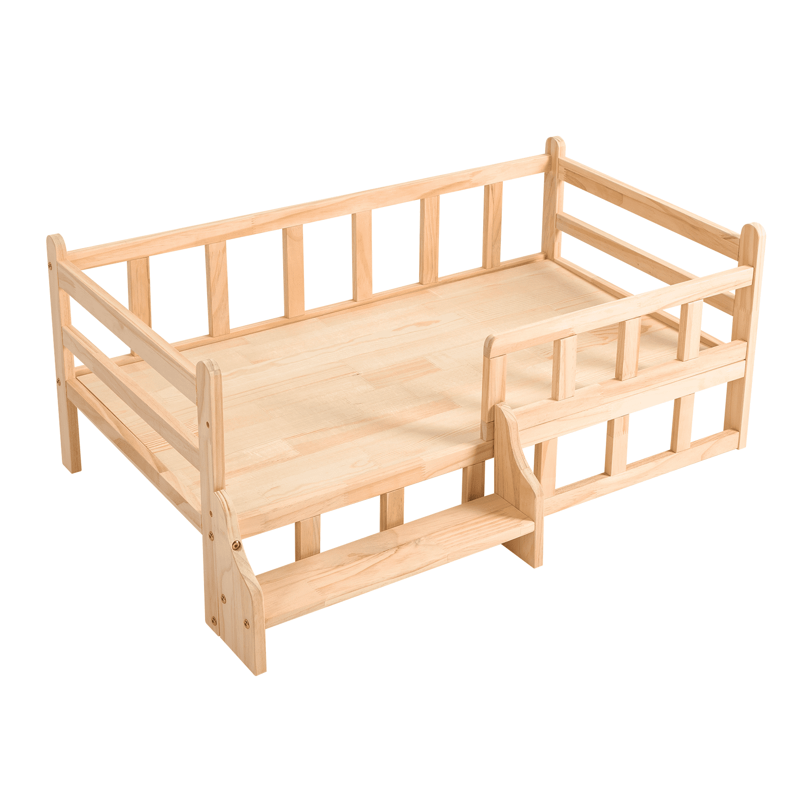 TFCFL Solid Wood Pet Bed Elevated Fence Pet Bed Furniture Round Corners Dog Cat Sleeping Bed 66 lbs