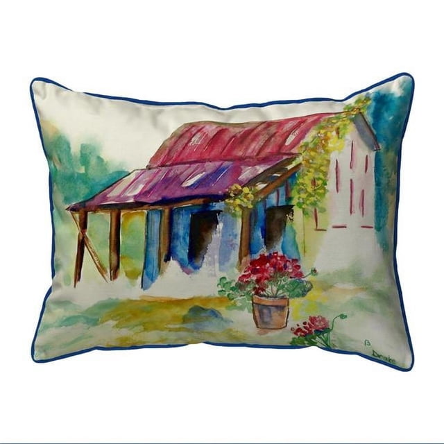 Betsy Drake SN054 11 x 14 in. Barn & Geranium Small Indoor & Outdoor Pillow