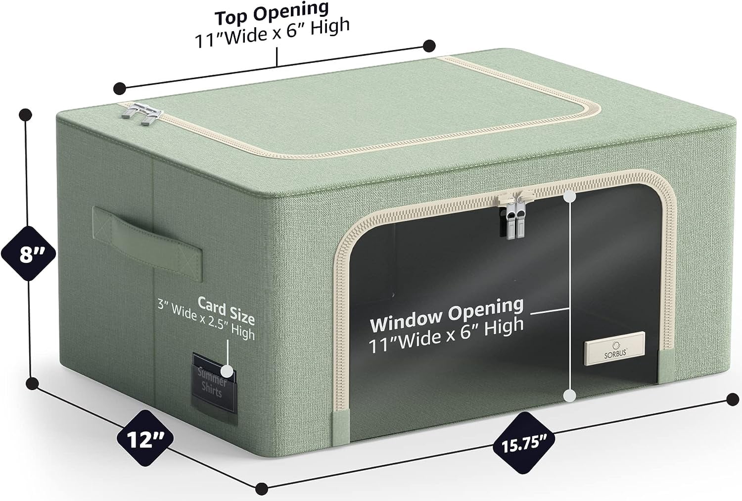Sorbus Storage Bin with Metal Frame, Stackable & Foldable with Clear Window & Handles, Organization for Closets
