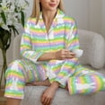 thumbnail image 6 of Vsdgher Rainbow Rabbit Pajamas Set Long Sleeve Sleepwear Womens Button Down Nightwear Pj Sets-Large, 6 of 7