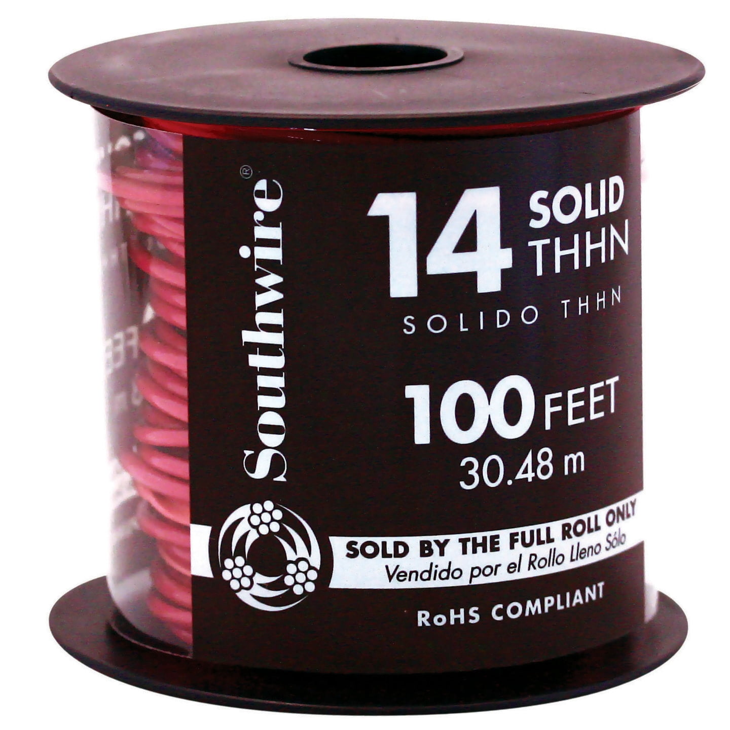 Southwire Simpull Thhn, 14 Gauge Thhn Solid Wire, Red, 100 Ft. Per Roll