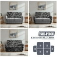 thumbnail image 5 of TSOVTHRID Gray Zebra Stripe Print Reclining Loveseat Covers with Elastic Bottom 6-Piece Loveseat Recliner Cover, Washable Stretch Sofa Furniture Protector for Pets Dogs, 5 of 7
