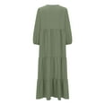thumbnail image 5 of Fartey Boho Dresses for Women 2025 Puff Long Sleeve Maxi Dress Summer V Neck Swing Dress with Tie Loose Flowy Tiered Beach Sundress Army Green S-2XL, 5 of 5