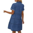 thumbnail image 4 of luvamia Jean Tunic Dress for Women Casual Summer Button Down Short Dresses Size L Wishful Blue, 4 of 9