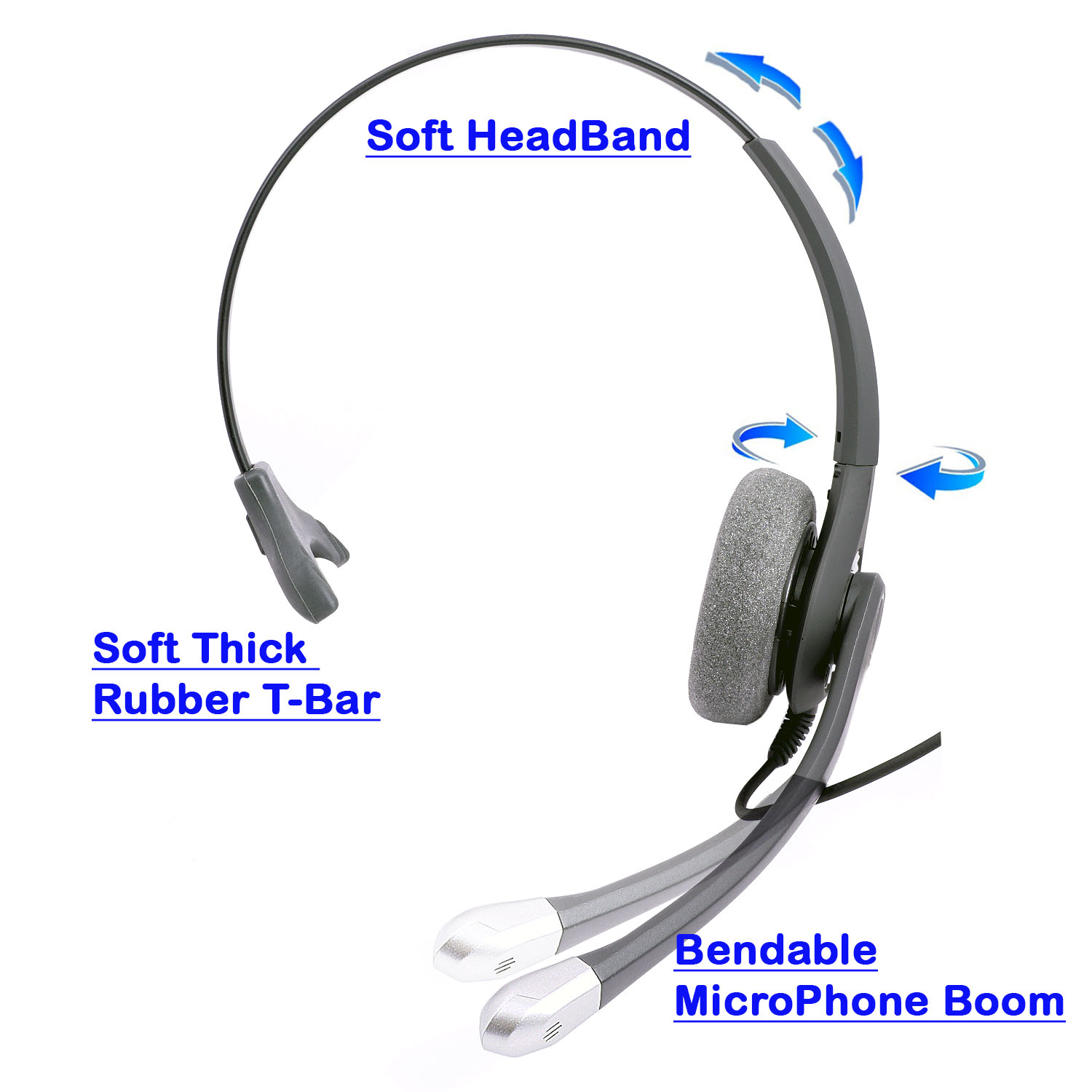 2.5mm Monaural Headset + 2.5 mm Headset Plug Combo for Desk Phone as Office Headset - image 5 of 7