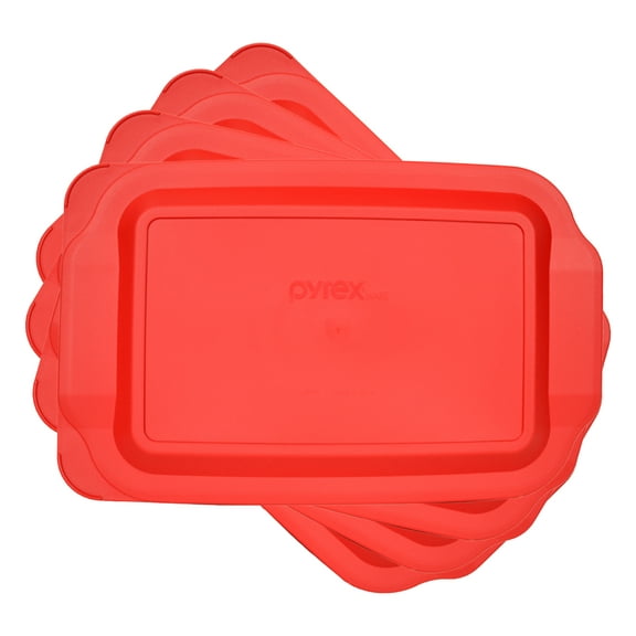 Pyrex 233-PC Red Plastic Rectangle Storage Replacement Lid Cover (4-Pack)