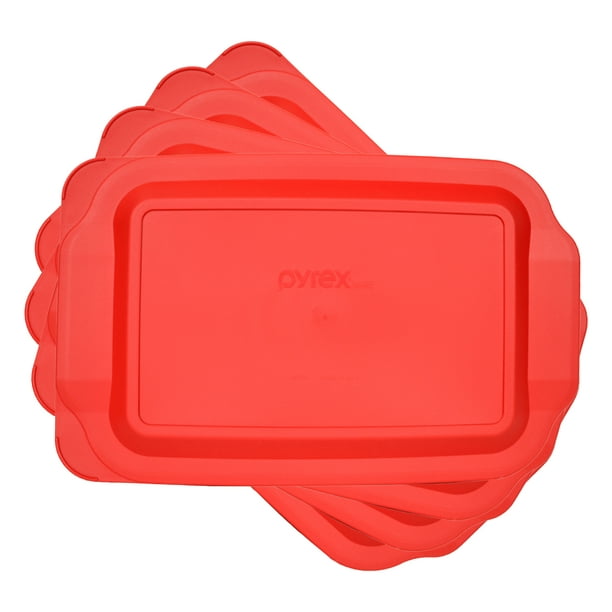 Pyrex Replacement Lid 233PC 3Qt Red Plastic Rectangle Cover (4Pack) for Pyrex 233 Dish (Sold