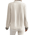 thumbnail image 3 of Blusas de Trabajo para Mujer, con Botones, Larga, Cuello en V, Encaje, Informales, Abotonadas, Camisas de Moda de Otoño. Beige L, 3 of 7