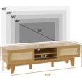 thumbnail image 6 of Xilingol Rattan TV Stand for up to 65 inch TV, Boho Entertainment Center with Two Cabinets and Sliding Doors, Rattan TV Console for Living Room, Bedroom, 59 inch, Natural, 6 of 8