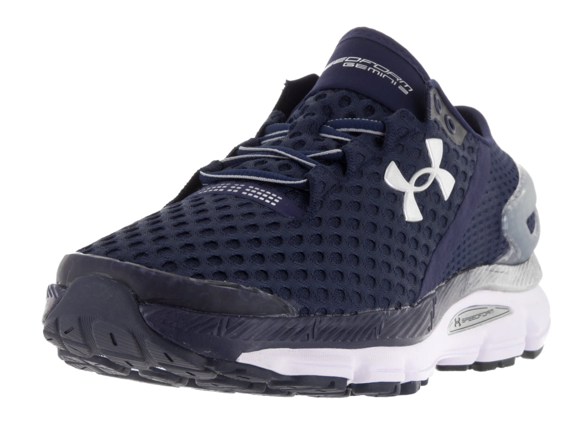 under men's ua speedform gemini 2.1 running shoes (midnight navy/ metallic silver/ white, d(m) us) - Walmart.com