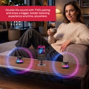 Monster Mag Flux Magnetic Bluetooth Speaker, 5W Portable Wireless Speaker with Multicolor LED Lighting, Magnetic Base & TWS Pairing, MicroSD Playback