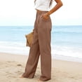 thumbnail image 6 of Nestiefly Women's Wide Leg Linen Pants Casual High Waisted Slacks Straight Dressy Pants Palazzo Trousers with Pockets Camel M, 6 of 6