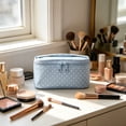 thumbnail image 6 of Deeceymbur Blue Polka Dot Toiletry Bag Portable Waterproof Cosmetic Storage Pouch Multifunctional Organizer for Travel Daily Use, 6 of 7