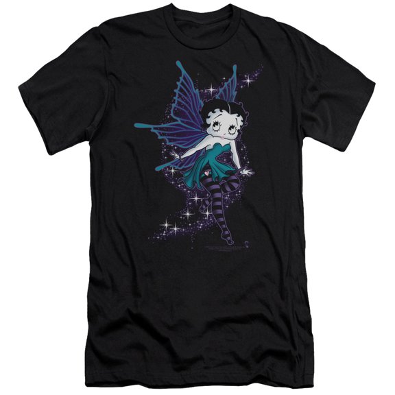 Betty Boop Sparkle Fairy Premium Canvas T-Shirt Adult Slim Fit 30/1 Black