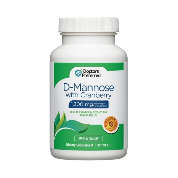 DOCTORS' PREFERRED D-Mannose 1300 MG with Cranberry 500 MG Supplement - Premium Formula (90 Vegan Tablets)