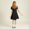 thumbnail image 6 of Juslio Girl Dresses Casual Short Sleeve Tulle Summer Beach A Line Dresses Knee Length Black Sundress, 6 of 9