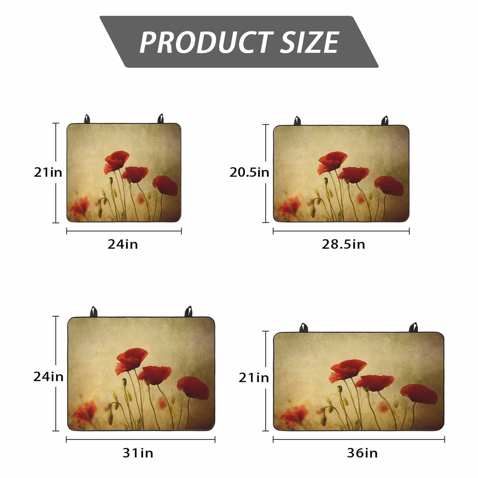 Red Poppy Flower Stove Top Cover for Electric Stove, Heat-proof & Non Slip Glass Top Stove Cover Protector, Vintage Farmhouse Vintage Floral Plant Kitchen Flat Cooktop Rubber Mat 24x21 Inches
