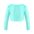 thumbnail image 2 of Alvivi Girls Knot Ruched Dance Wrap Crop Tops Ballet Wrap Shrug Sweater Gymnastics Cardigan Mint Green 15-16, 2 of 7
