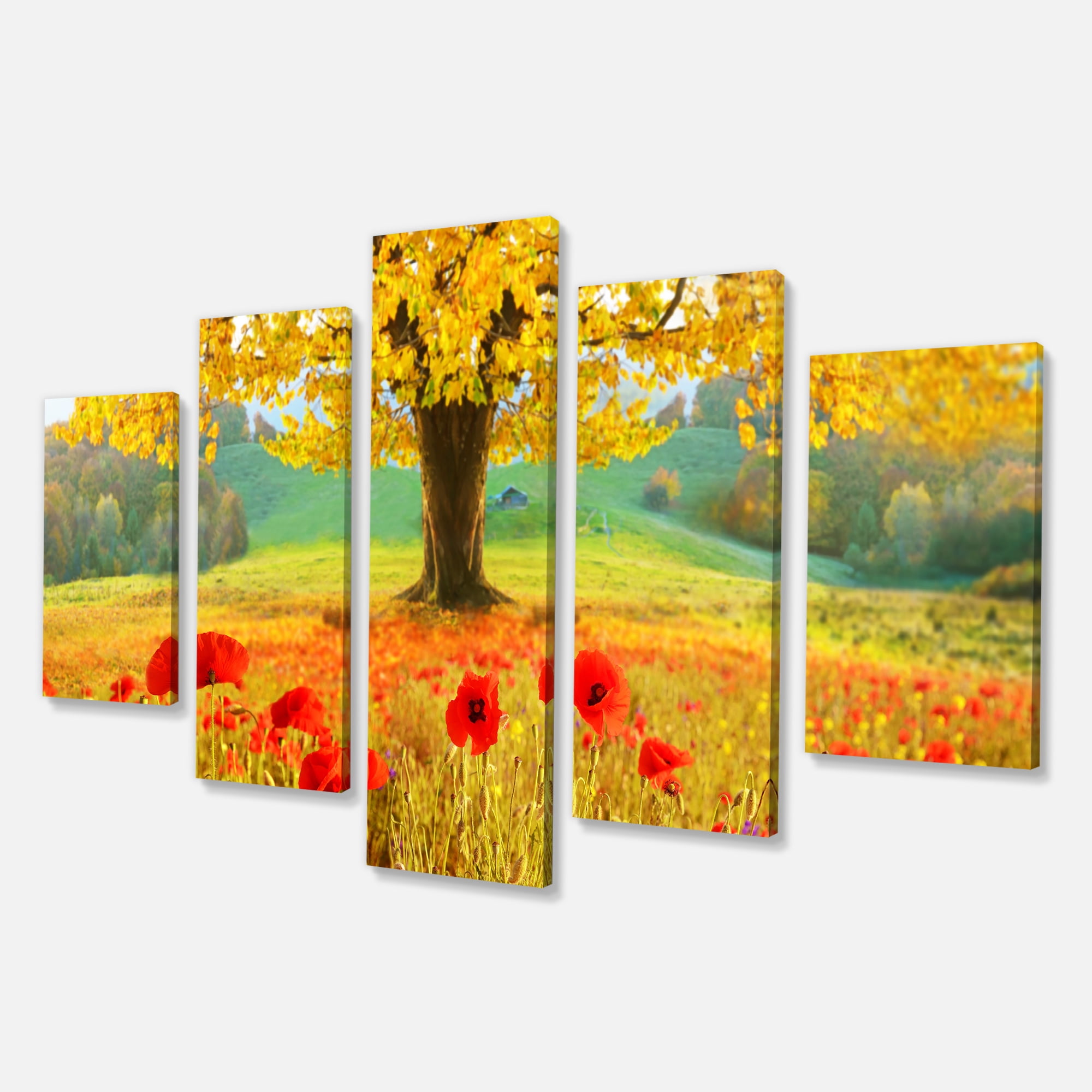 Designart 'Beautiful Autumn Yellow Tree ' Floral Canvas Art Print