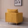 thumbnail image 3 of Accent Chair with One Pillow, Modern Cotton Linen Armchair with Golden Metal Legs, Sofa Chair for Living Room Reading Room Bedroom, Yellow, 3 of 6