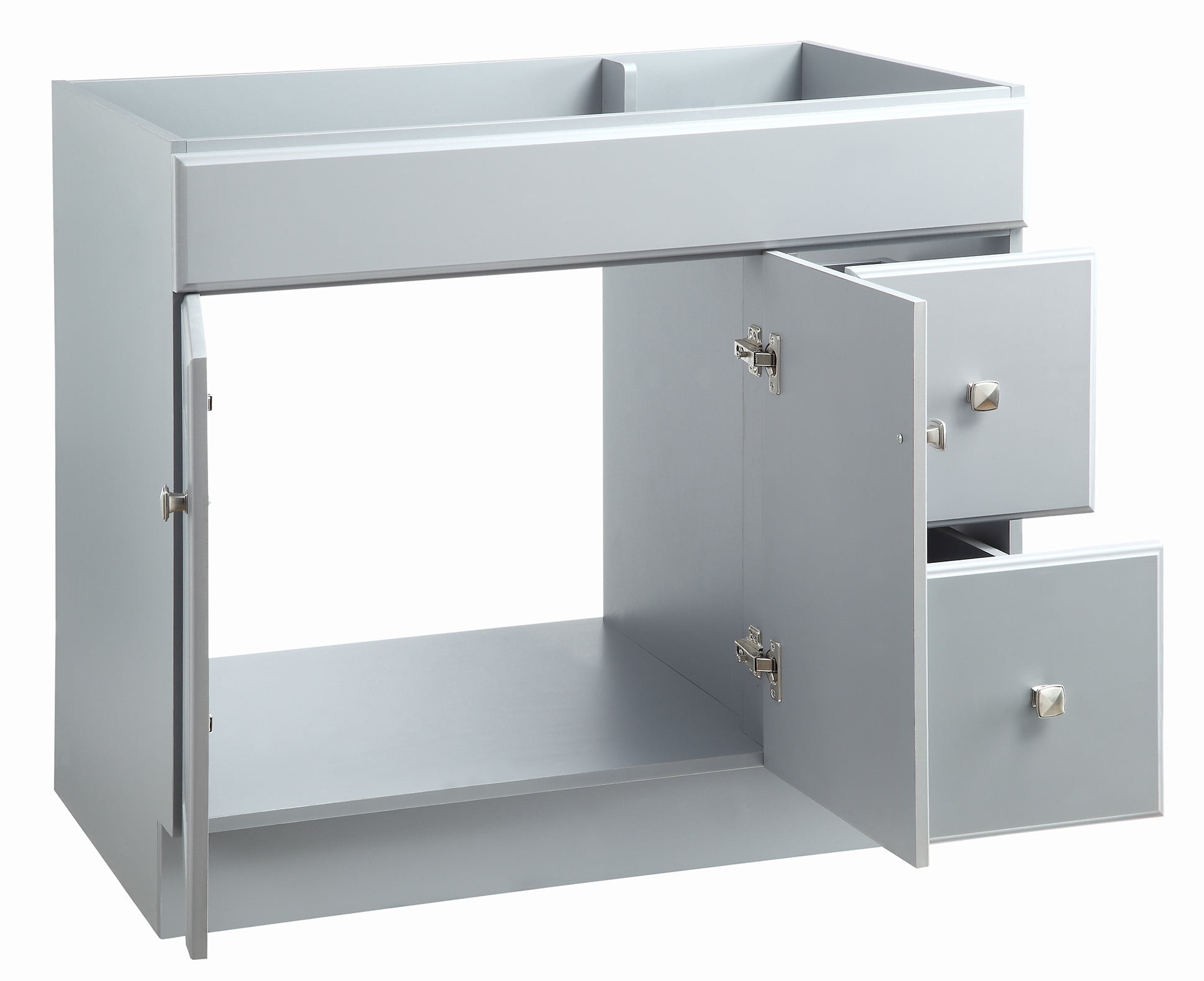 Design House Wyndham 36" Solid Wood Ready to Assemble 2-Door and 2-Drawer Bathroom Vanity Cabinet, Gray