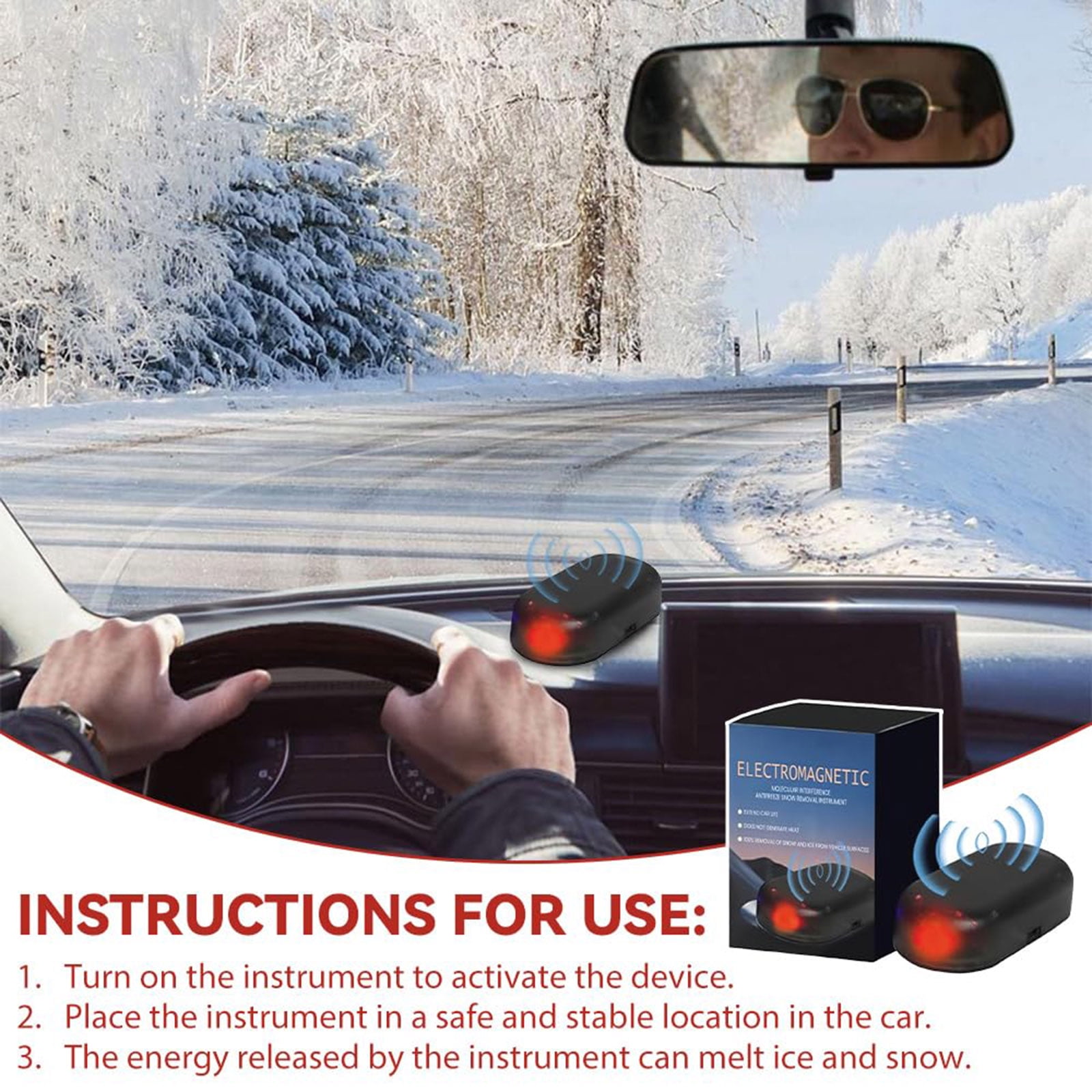 FYHALE 3 Pcs Electromagnetic Windscreen De-Icer Car - Solar + USB Rechargeable, Microwave Heater Frost Protection, Portable Car Defroster Frost Protection - Vehicle Protection for Car/SUV